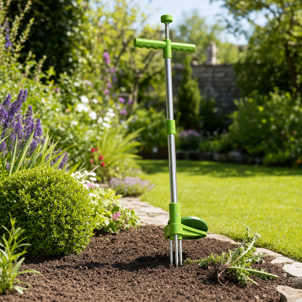 Rootora weed puller in the garden
