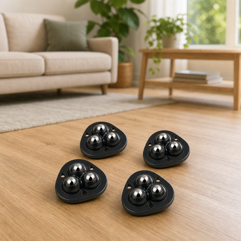 Movara mover wheels in a bright living room