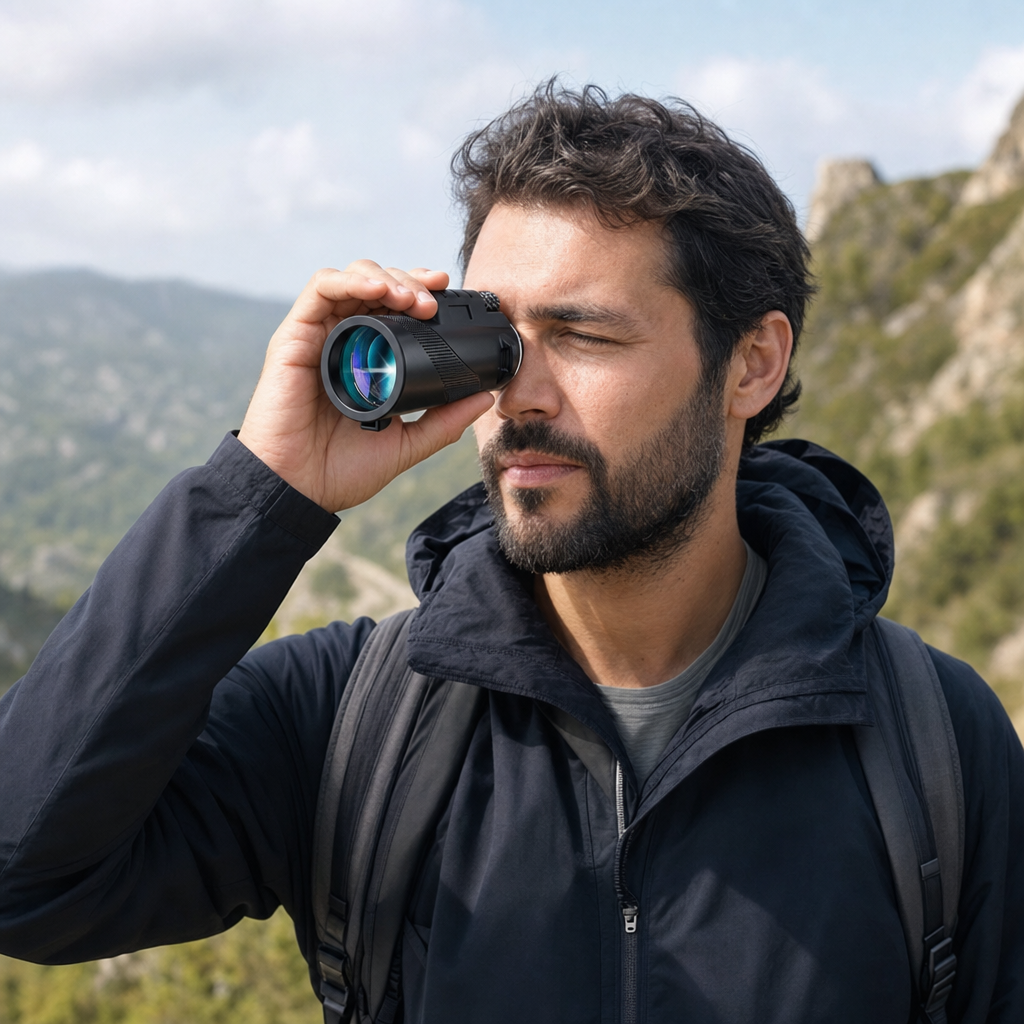 Person using the Scoutix monocular outdoors