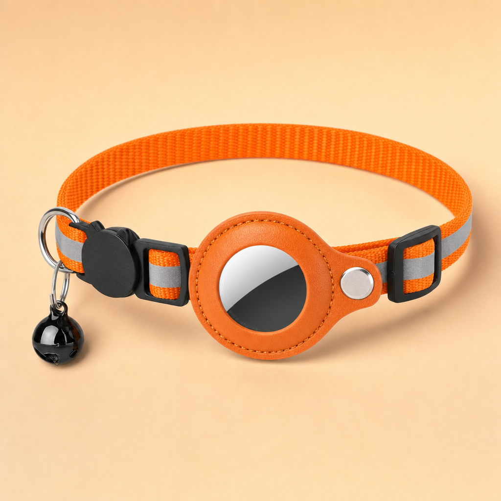 Trakova reflective cat GPS tracker collar - orange