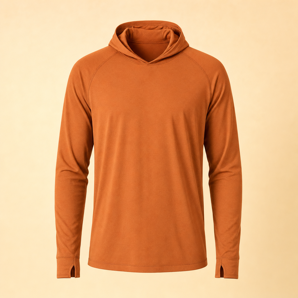 Solano men's UPF 50+ sun hoodie in Burnt Orange