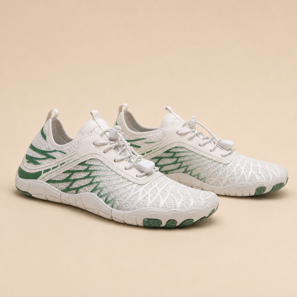 Rovan barefoot walking shoes – Forest Green studio hero