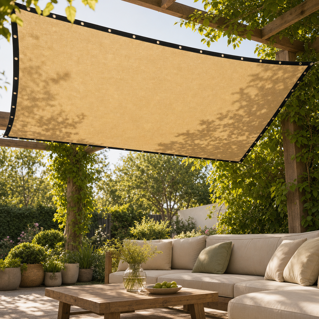 Umbrix sunshade net installed over patio