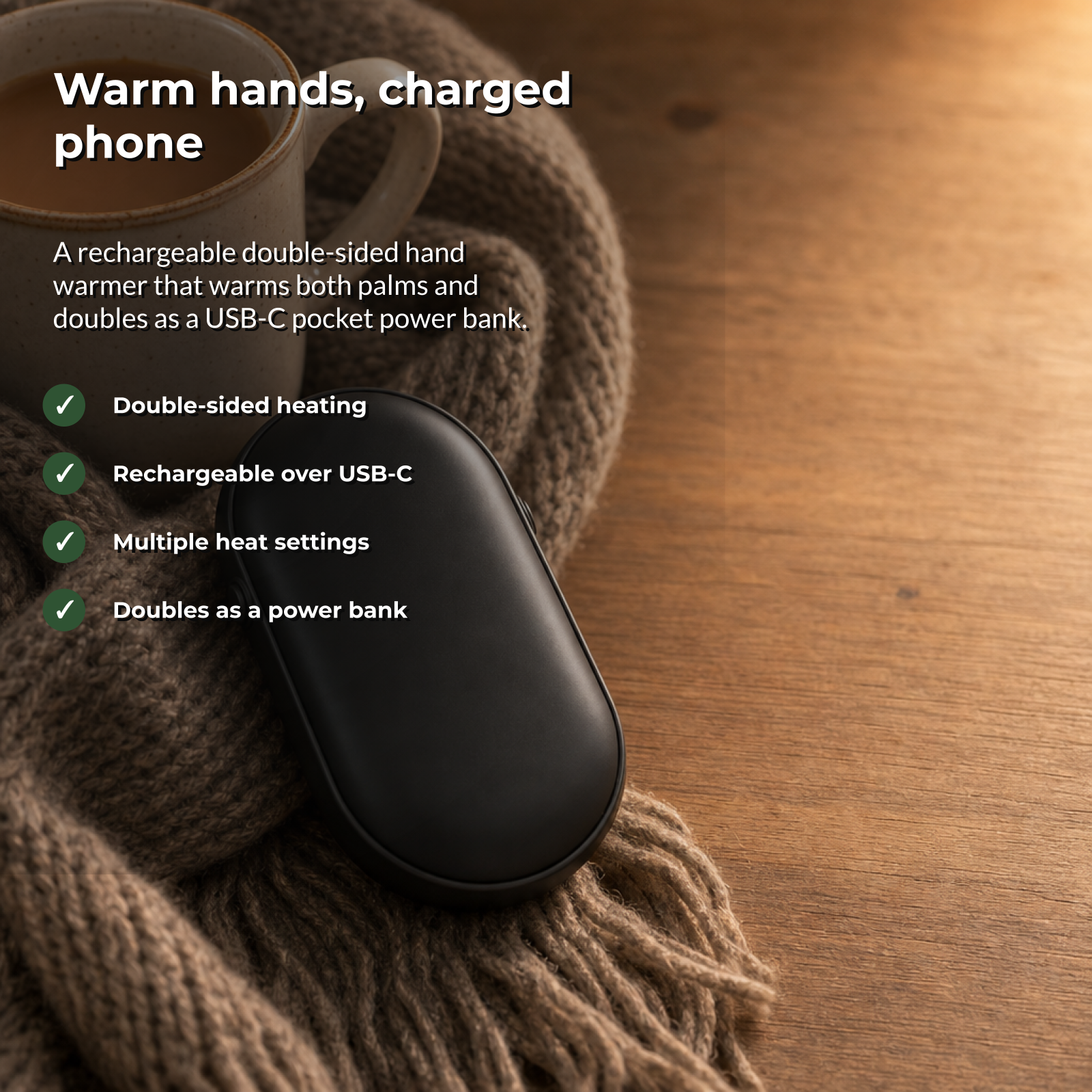 Palmora warm hands charged phone
