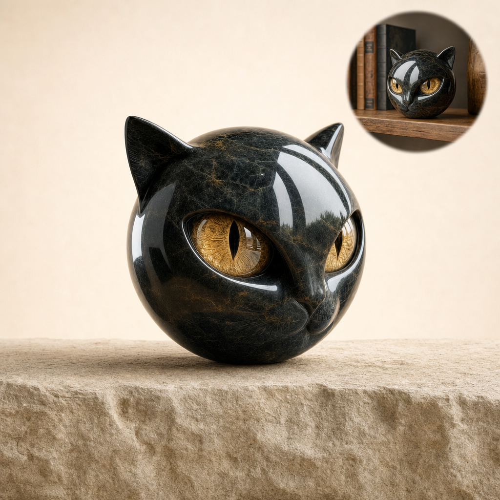 Feluna sculpture with gold eyes