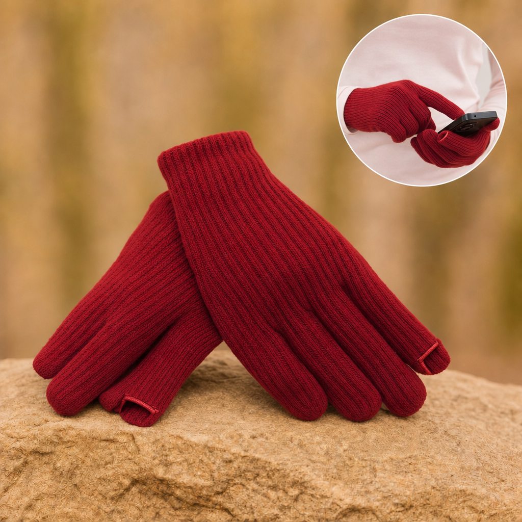 Tactova wool knit gloves in Scarlet Red