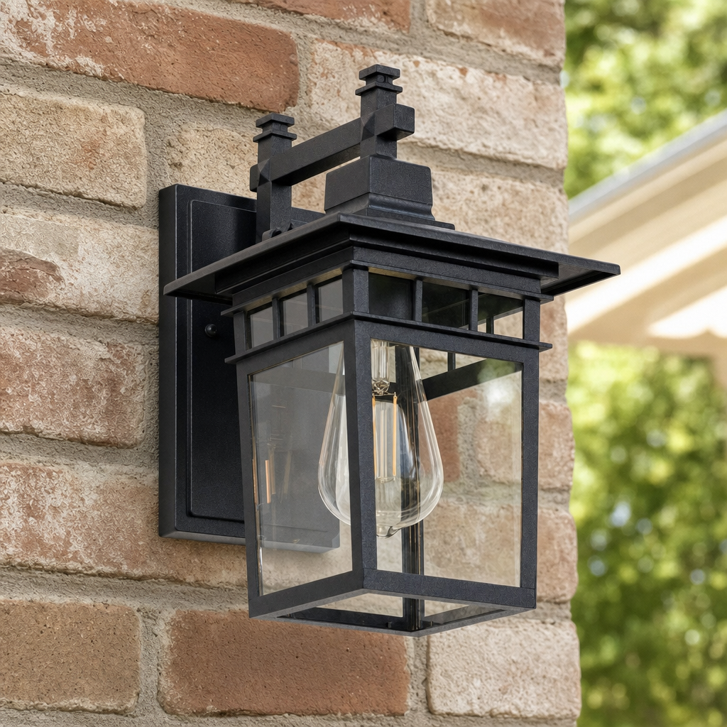 Lumira lantern mounted on a brick wall