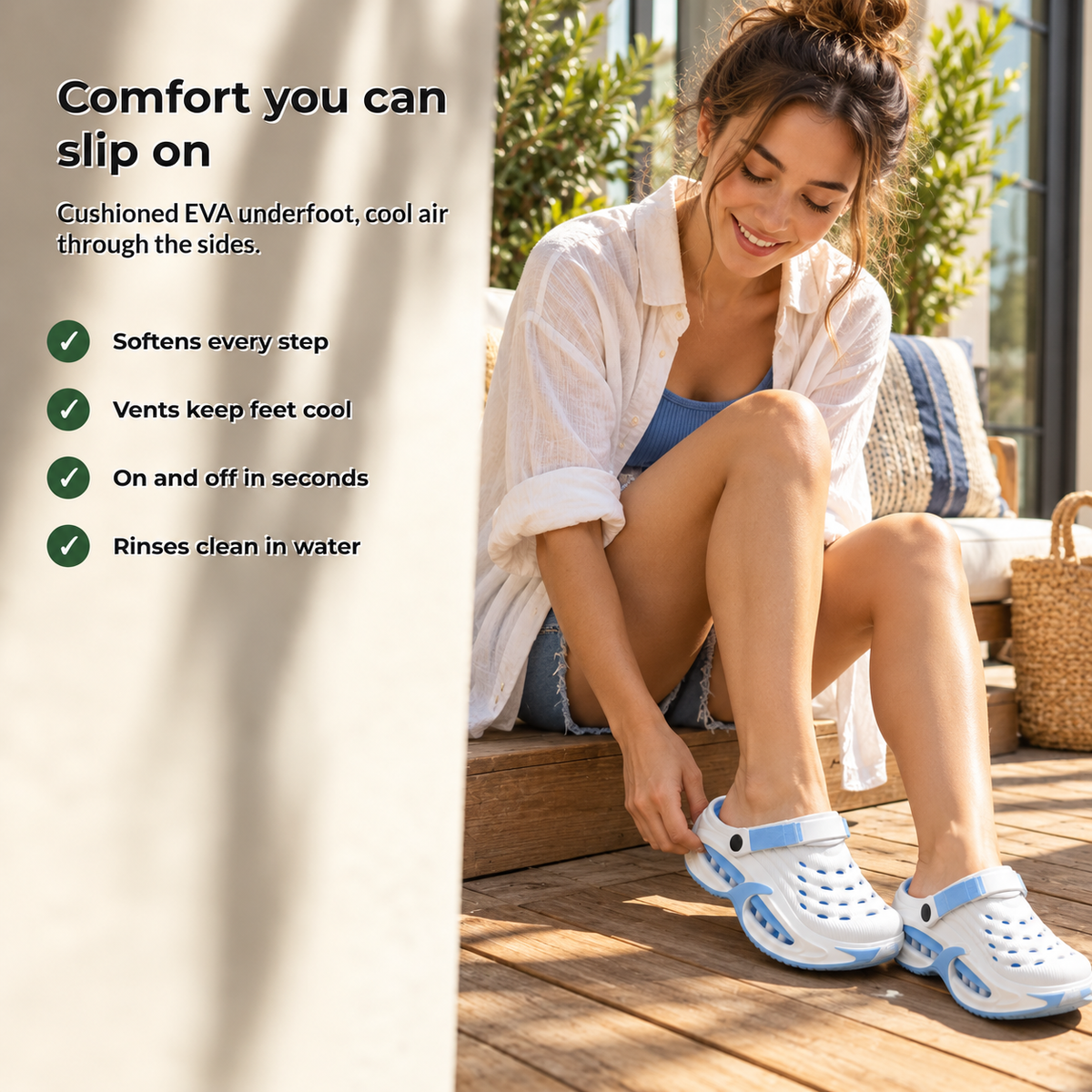 Cloudova – Air-Cushion Chunky Clogs with Breathable Hollow Upper & Shock-Absorbing Sole