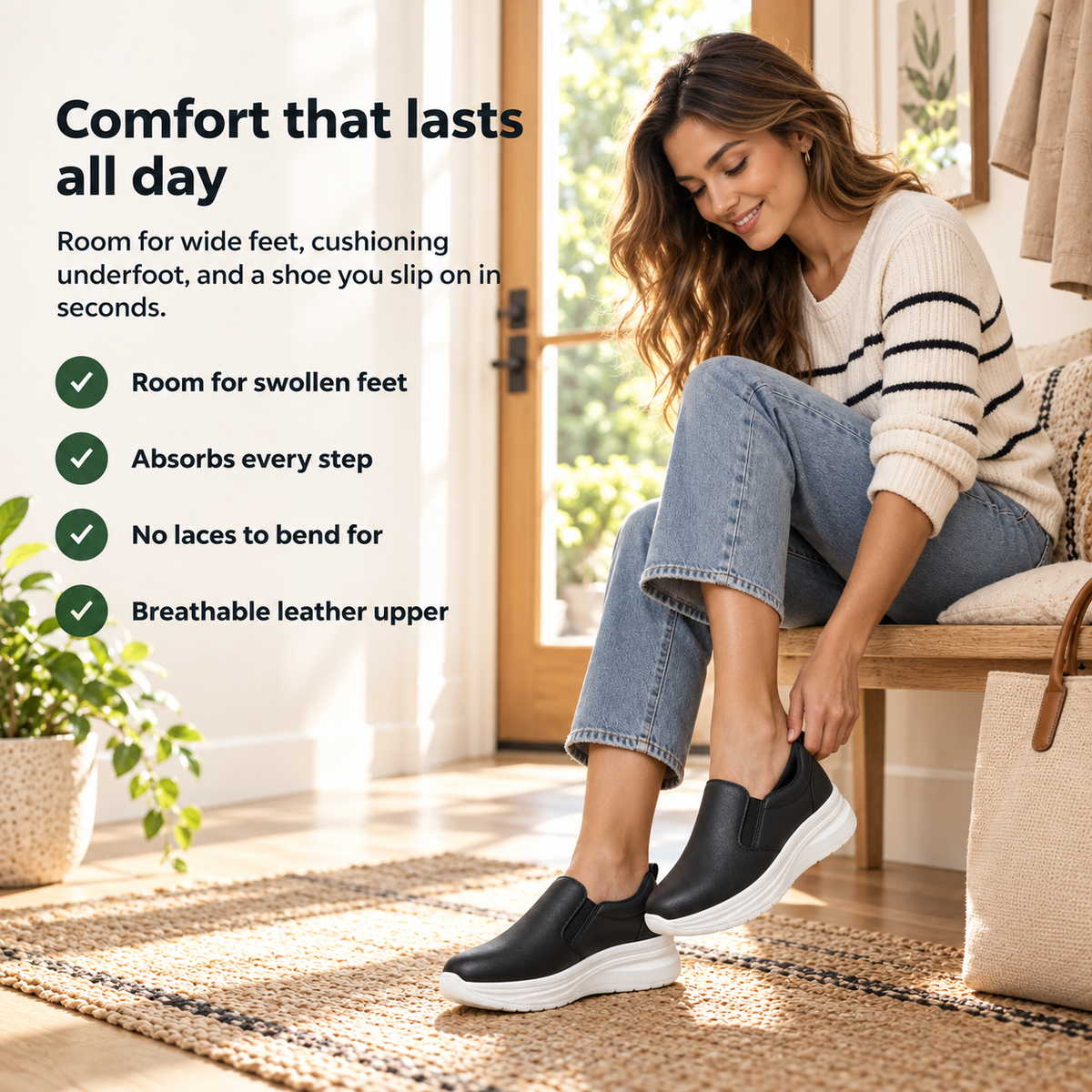 Glidova – Orthopaedic Slip-On Sneakers with Wide Toe Box, Cushioned EVA Sole & Breathable Leather